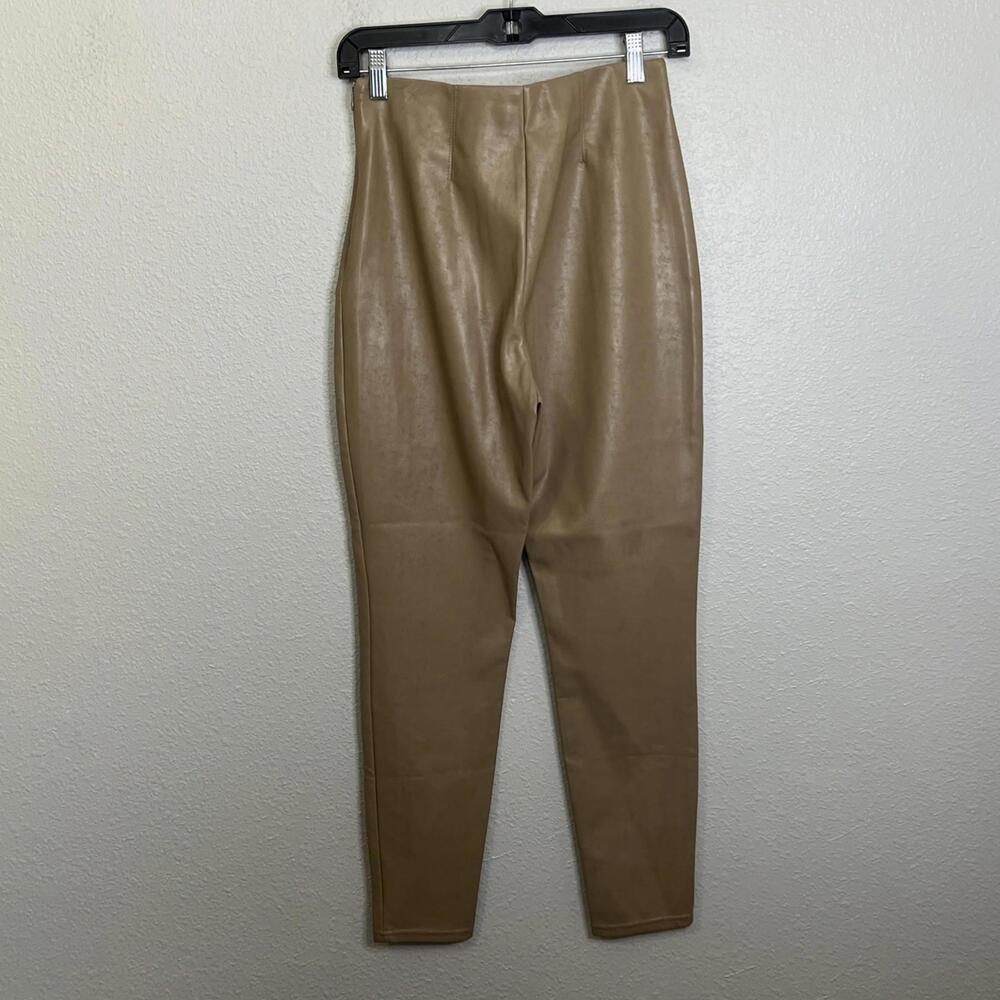 Aritzia Babaton Leather Slim Pant Tan Size 4 - Picture 4 of 11